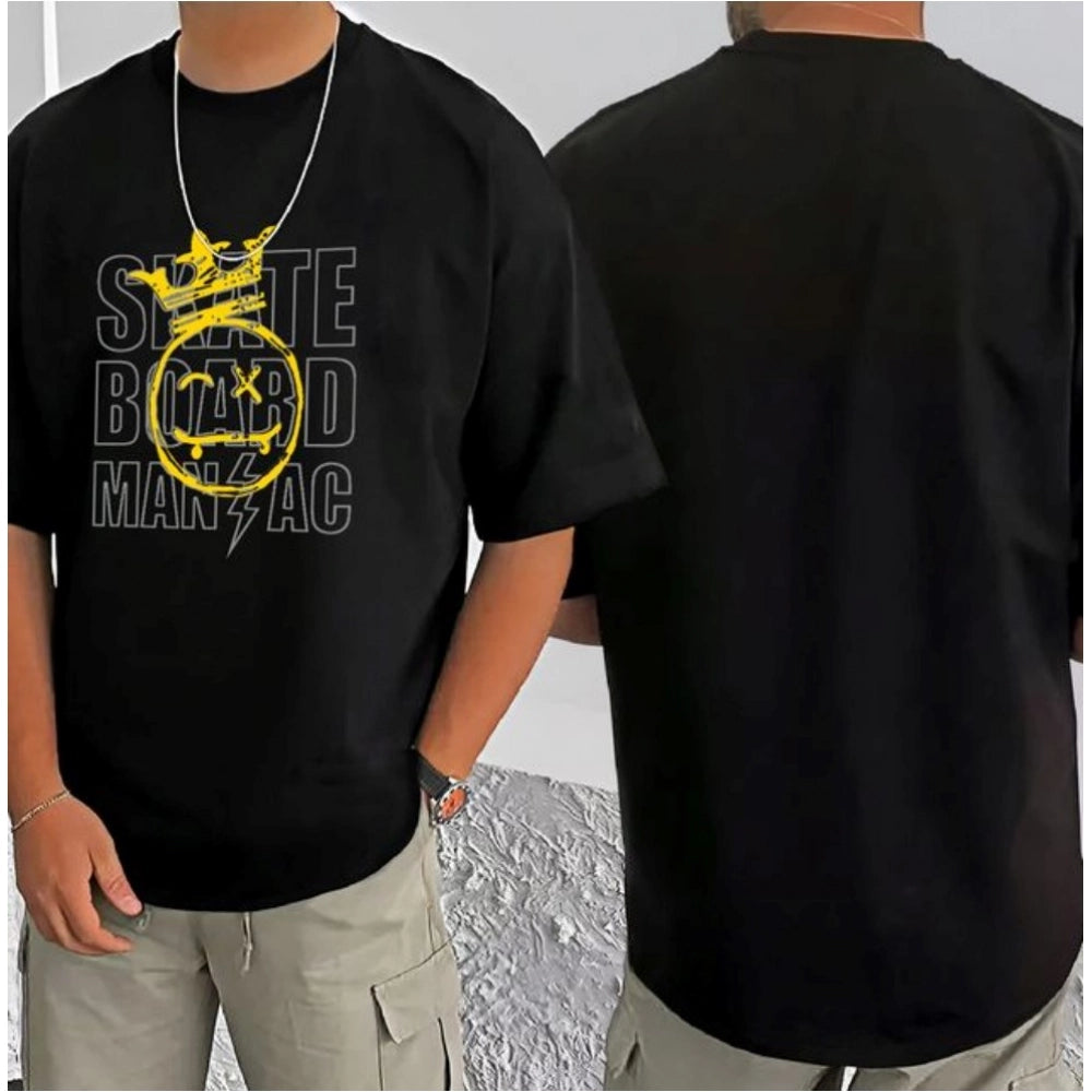 Printed Cotton Blend Round Neck Half Sleeve T-Shirt for Men (Style 32) - Black - POPNOVA - photo 3