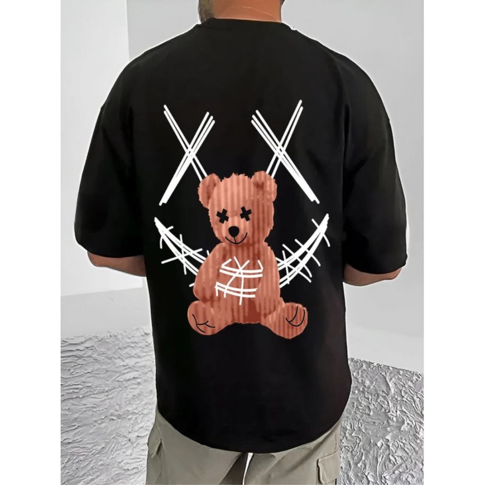 Printed Cotton Blend Round Neck Half Sleeve T-Shirt for Men (Style 1) - Black - POPNOVA - photo 2
