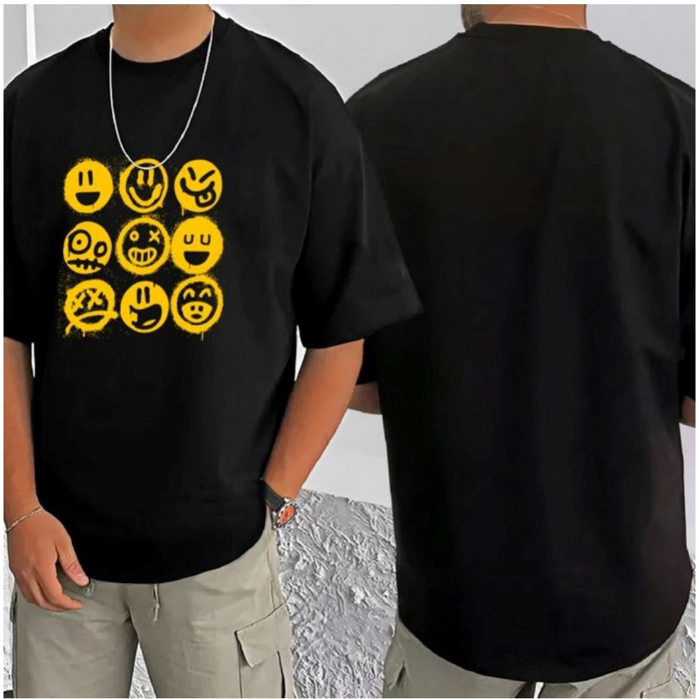 Printed Cotton Blend Round Neck Half Sleeve T-Shirt for Men (Style 33) - Black - POPNOVA - photo 3