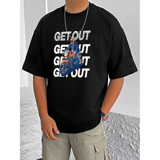 Printed Cotton Blend Round Neck Half Sleeve T-Shirt for Men (Style 30) - Black - POPNOVA - photo 1