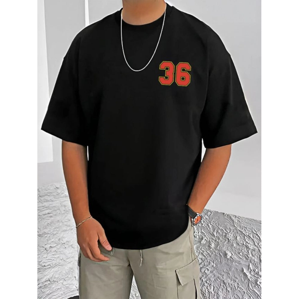 Printed Cotton Blend Round Neck Half Sleeve T-Shirt for Men (Style 17) - Black - POPNOVA - photo 1