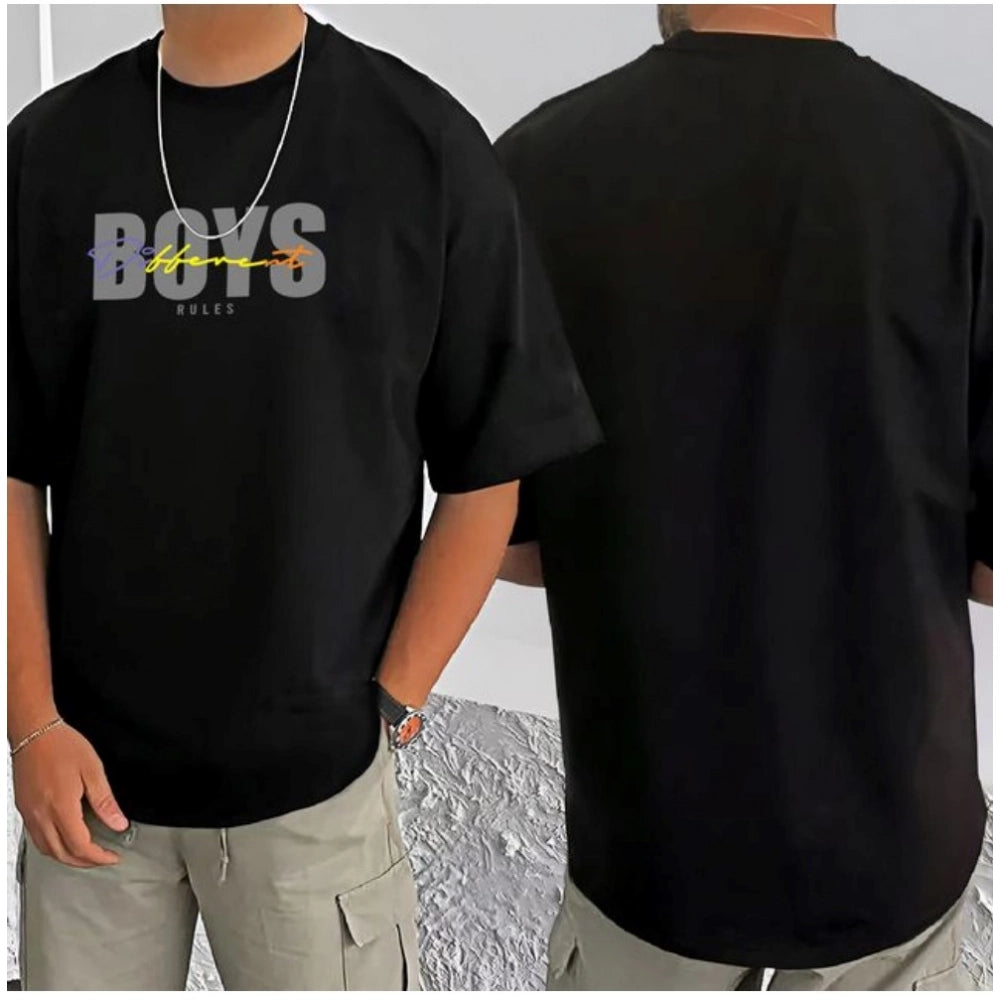 Printed Cotton Blend Round Neck Half Sleeve T-Shirt for Men (Style 31) - Black - POPNOVA - photo 3