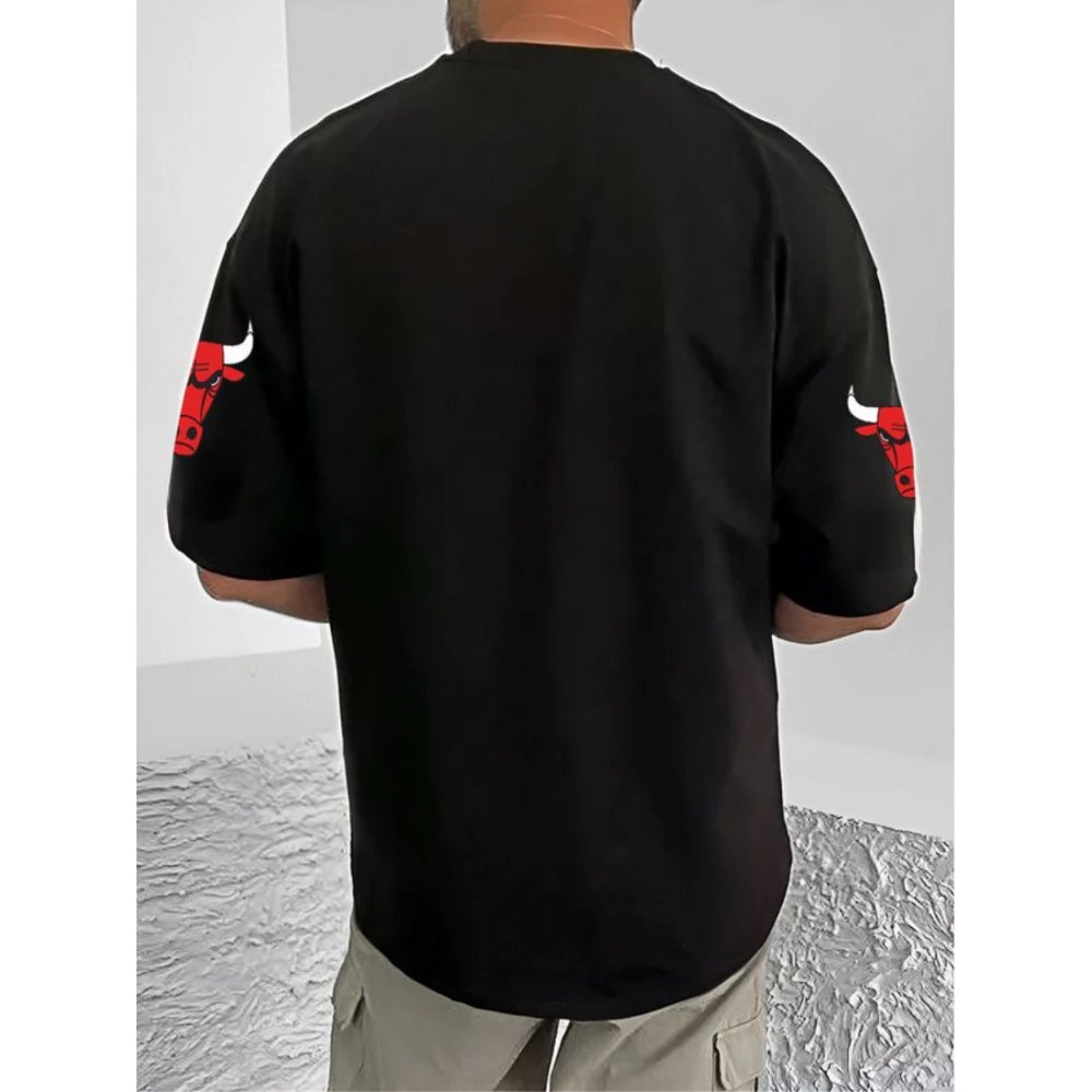 Printed Cotton Blend Round Neck Half Sleeve T-Shirt for Men (Style 25) - Black - POPNOVA - photo 2