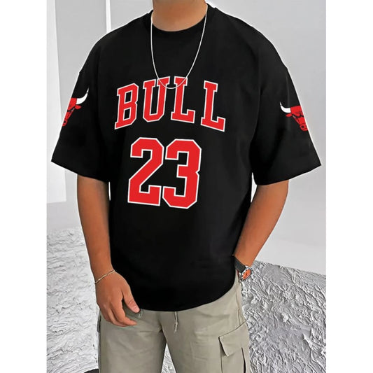 Printed Cotton Blend Round Neck Half Sleeve T-Shirt for Men (Style 25) - Black - POPNOVA - photo 1