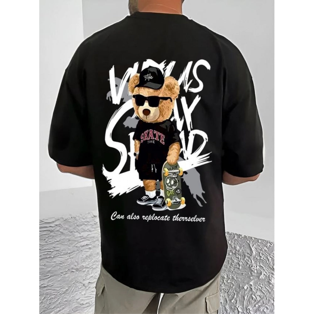 Printed Cotton Blend Round Neck Half Sleeve T-Shirt for Men (Style 19) - Black - POPNOVA - photo 2