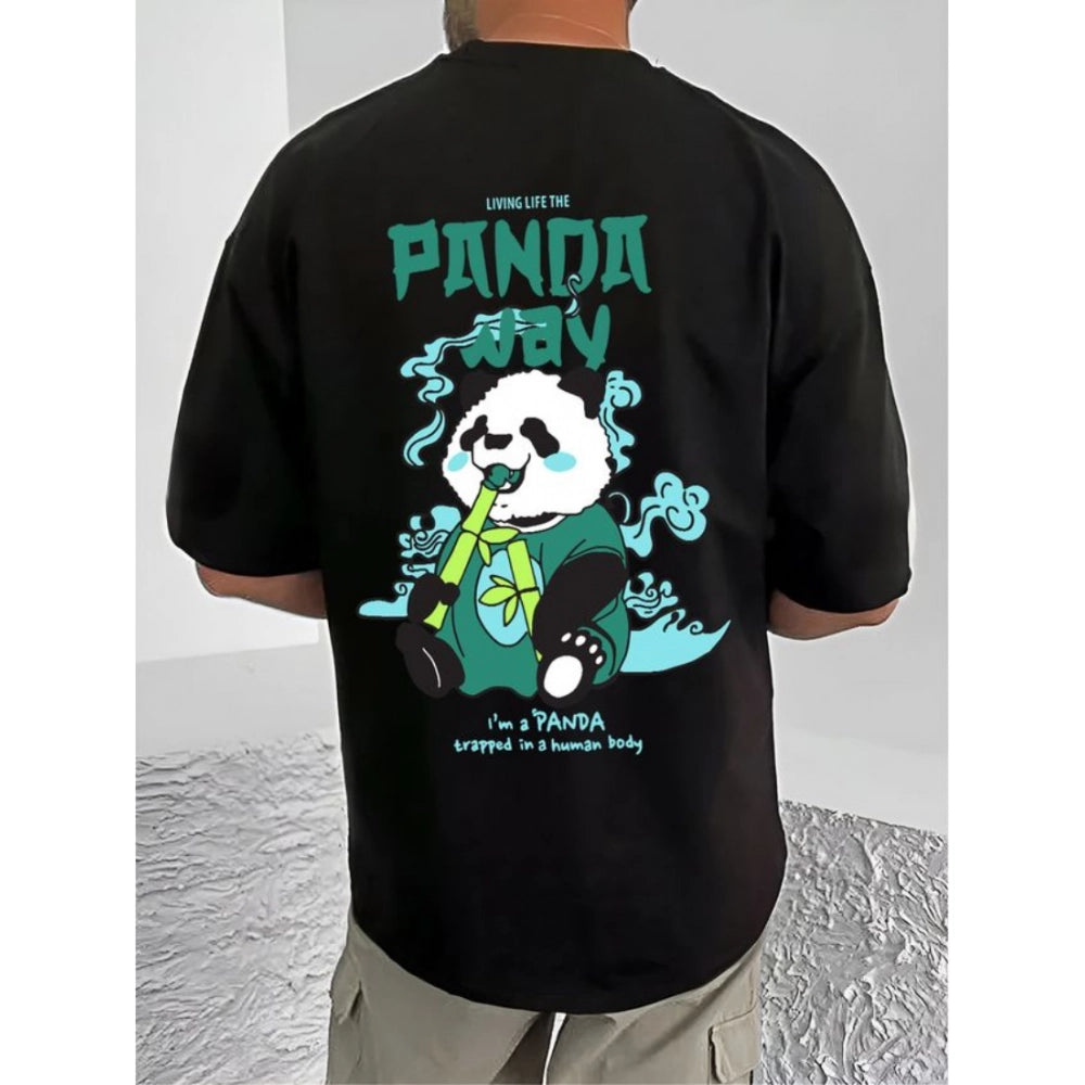 Printed Cotton Blend Round Neck Half Sleeve T-Shirt for Men (Style 20) - Black - POPNOVA - photo 2