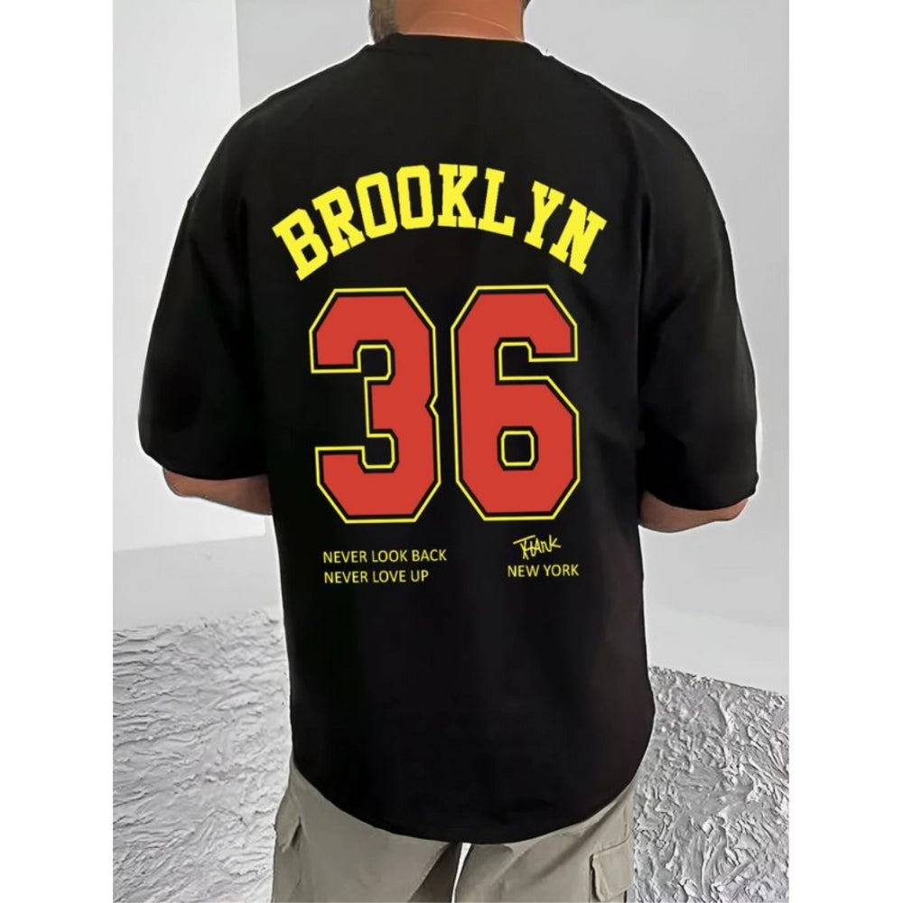 Printed Cotton Blend Round Neck Half Sleeve T-Shirt for Men (Style 17) - Black - POPNOVA - photo 2
