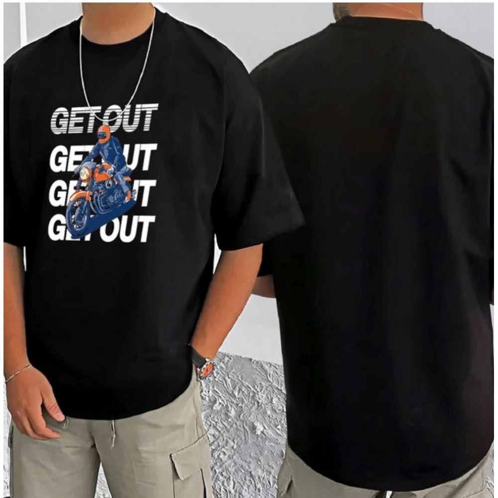 Printed Cotton Blend Round Neck Half Sleeve T-Shirt for Men (Style 30) - Black - POPNOVA - photo 3