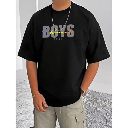 Printed Cotton Blend Round Neck Half Sleeve T-Shirt for Men (Style 31) - Black - POPNOVA - photo 1