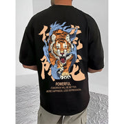 Printed Cotton Blend Round Neck Half Sleeve T-Shirt for Men (Style 16) - Black - POPNOVA - photo 1