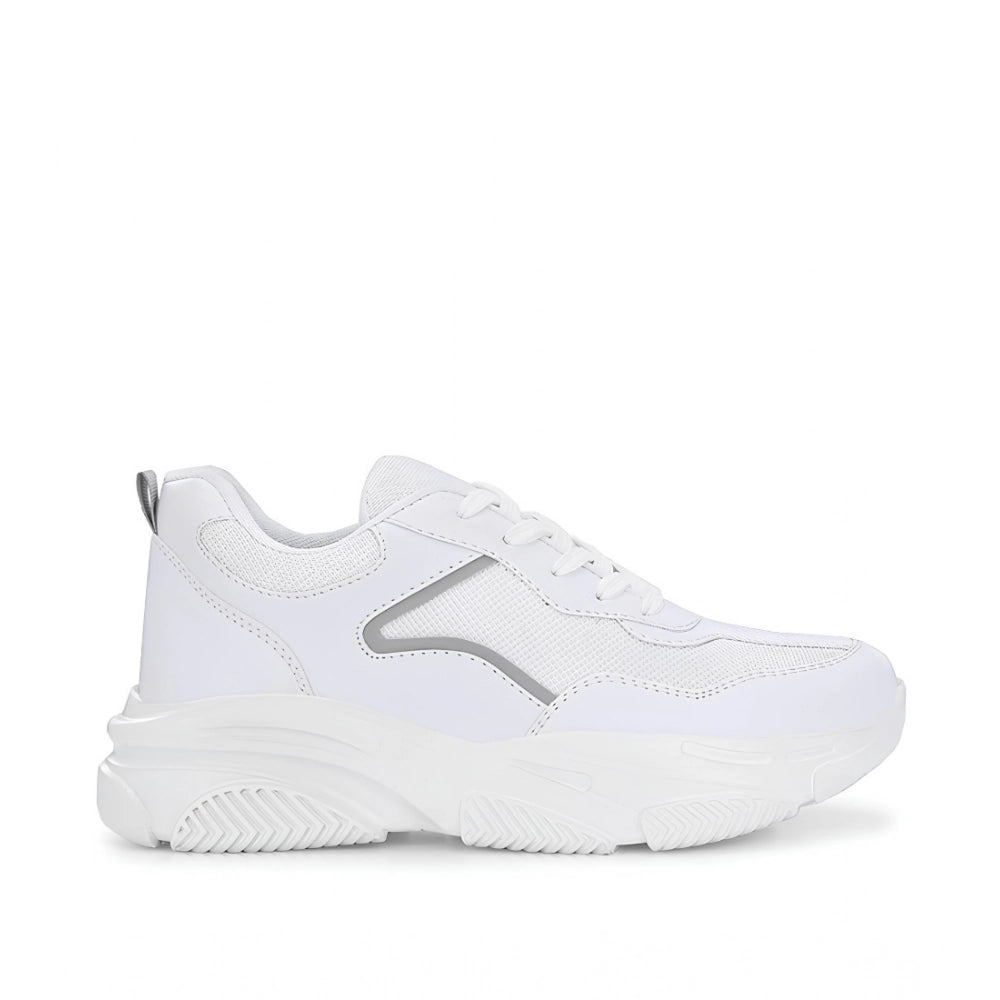Women's Casual Mesh Printed Lace-Ups Shoes (White) - POPNOVA