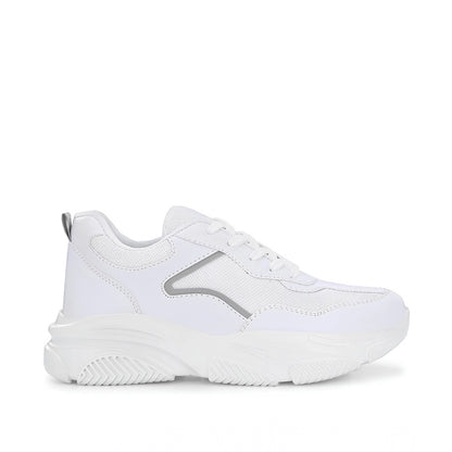 Women's Casual Mesh Printed Lace-Ups Shoes (White) - POPNOVA