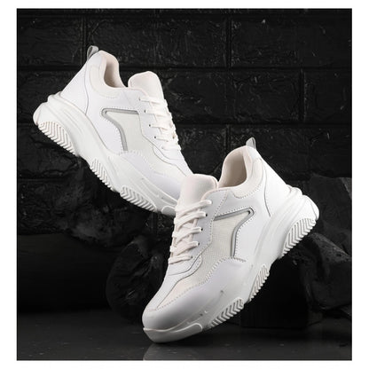 Women's Casual Mesh Printed Lace-Ups Shoes (White) - POPNOVA
