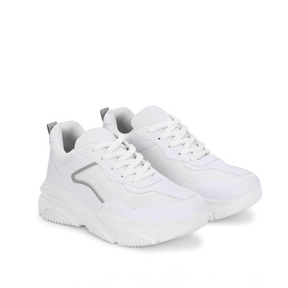 Women's Casual Mesh Printed Lace-Ups Shoes (White) - POPNOVA