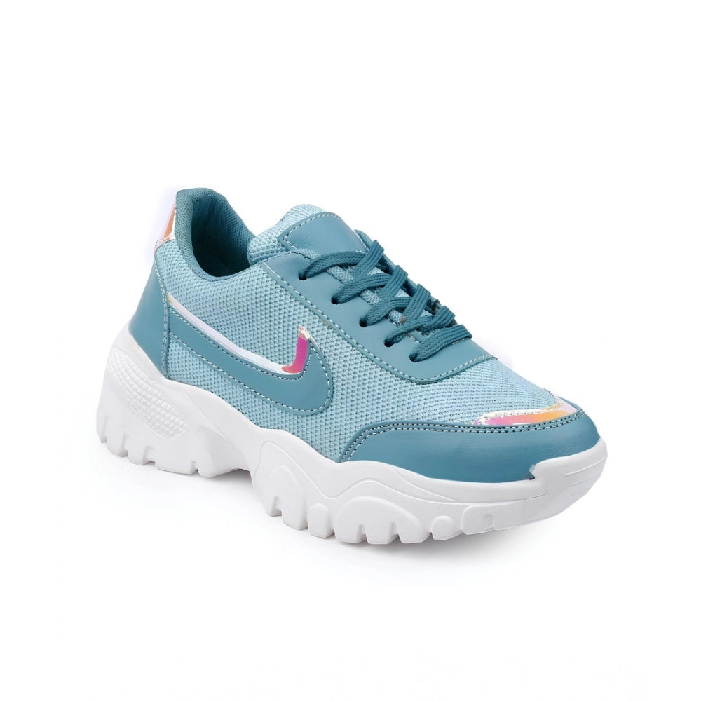 Women's Casual Mesh Printed Lace-Ups Shoes (Blue) - POPNOVA