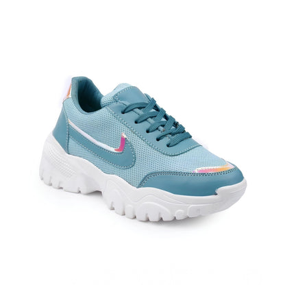 Women's Casual Mesh Printed Lace-Ups Shoes (Blue) - POPNOVA