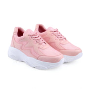 Women's Casual Mesh Printed Lace - Up Shoes - Pink