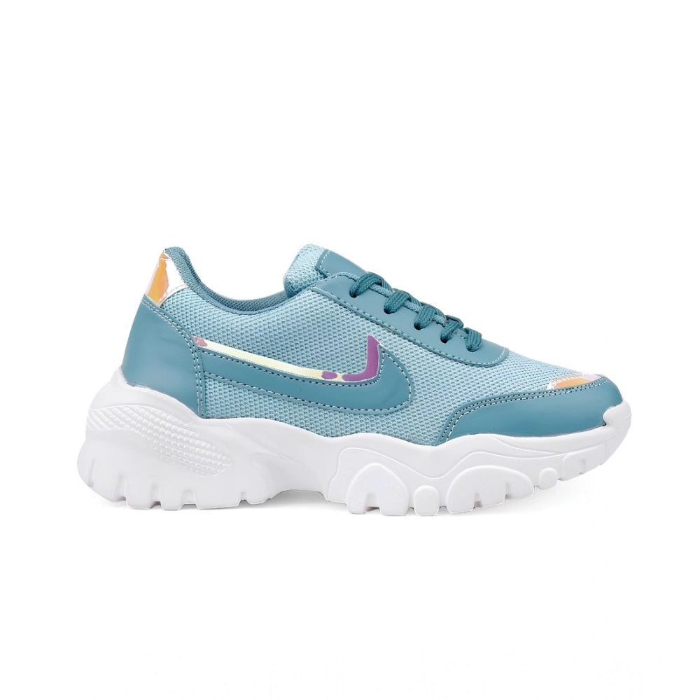 Women's Casual Mesh Printed Lace-Ups Shoes (Blue) - POPNOVA