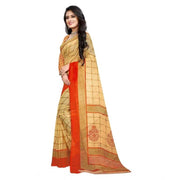 Women's Georgette Printed Saree With Unstitched Blouse 5.5 Mtr (Orange)