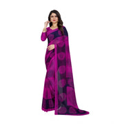 Women's Georgette Printed Saree With Unstitched Blouse 5.5 Mtr (Purple)