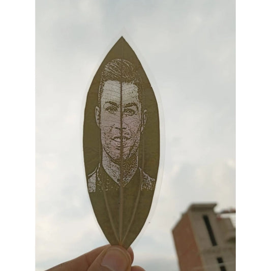 Custom Engraved Leaf Art – Football Icon Portrait on Natural Lea | Home Accessories