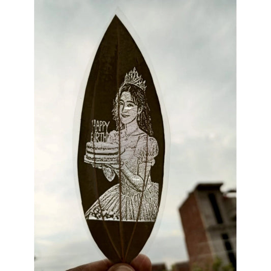 Custom Birthday Leaf Art – Engraved Portrait on Natural Leaf | Home Accessories