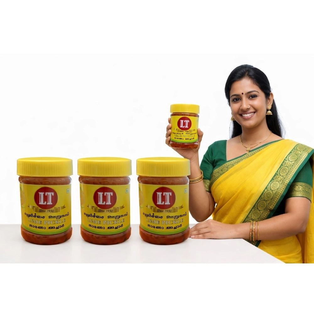 Pack of 3 300GM LT Lemon Pickle Traditional Digestive Side Dish (Red)