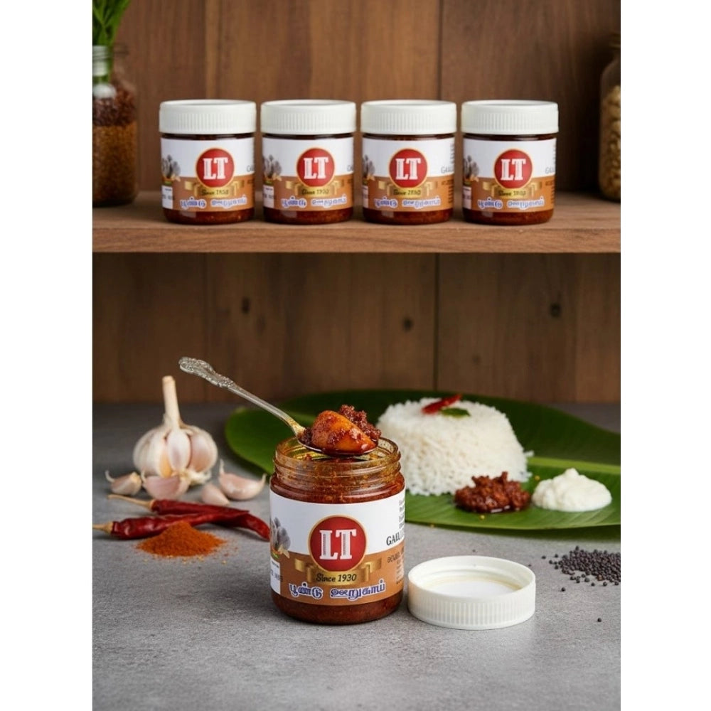 Pack of 5 100GM LT Garlic Pickle Traditional Digestive Side Dish (Red)