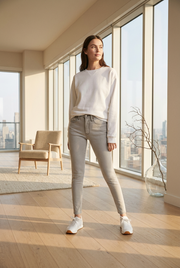 Women's Grey High-Rise Skinny Jeans - POPNOVA