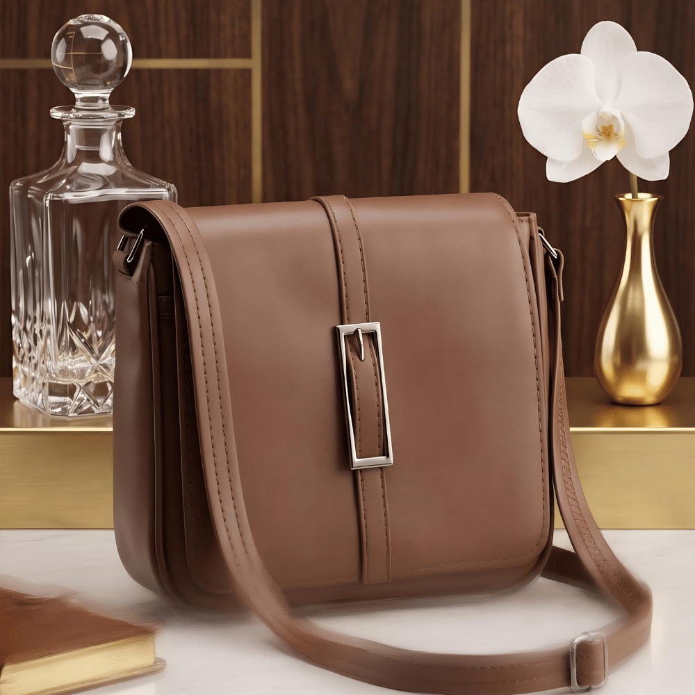 Classic Caramel Elegance Sling Bag