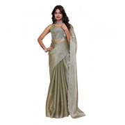 Women's Jimmy choo Embellished Bollywood Saree With Unstitched Blouse 5.5 Mtr (Light Green)