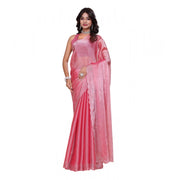 Women's Jimmy choo Embellished Bollywood Saree With Unstitched Blouse 5.5 Mtr (Pink)