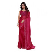 Women's Jimmy choo Embellished Bollywood Saree With Unstitched Blouse 5.5 Mtr (Red)