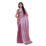 Women's Jimmy choo Embellished Bollywood Saree With Unstitched Blouse 5.5 Mtr (Magenta)
