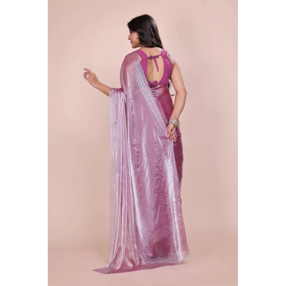 Women's Jimmy choo Embellished Bollywood Saree With Unstitched Blouse 5.5 Mtr (Magenta)