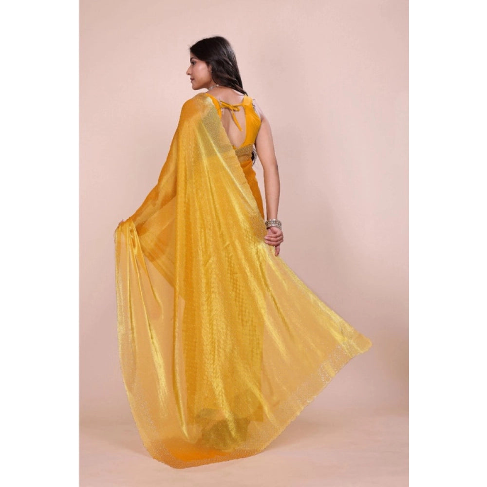 Women's Jimmy choo Embellished Bollywood Saree With Unstitched Blouse 5.5 Mtr (Mustard)