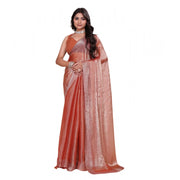 Women's Jimmy choo Embellished Bollywood Saree With Unstitched Blouse 5.5 Mtr (Orange)