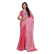 Women's Jimmy choo Embellished Bollywood Saree With Unstitched Blouse 5.5 Mtr (Pink)