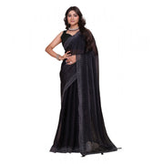 Women's Jimmy choo Embellished Bollywood Saree With Unstitched Blouse 5.5 Mtr (Black)