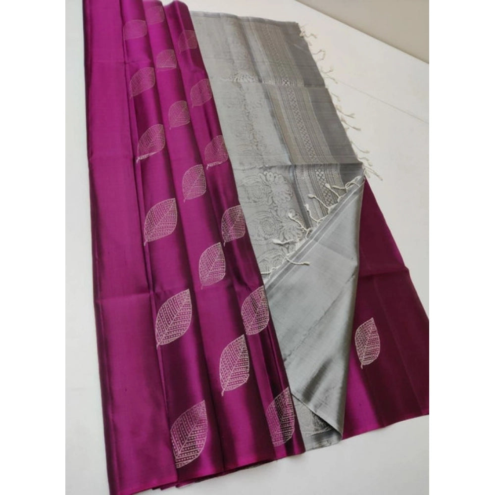Women's Litchi silk Printed Saree With Unstitched Blouse (Pink) - POPNOVA saree