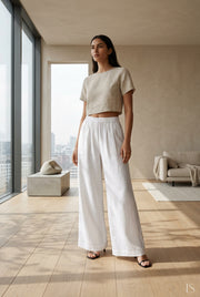 Women's Casual Rayon Solid Ankle Length Palazzo (White, Free Size) - POPNOVA women's bottom wear