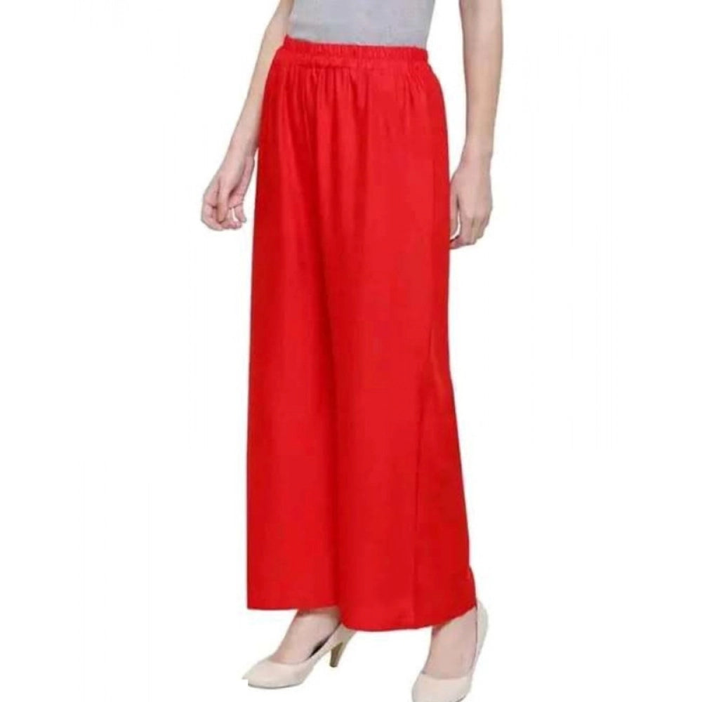 Women's Casual Rayon Solid Ankle Length Palazzo (Red, Free Size) - POPNOVA women's bottom wear