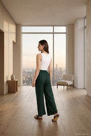 Women's Casual Rayon Solid Ankle Length Palazzo (Green, Free Size) - POPNOVA women's bottom wear