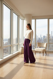 Women's Casual Rayon Solid Ankle Length Palazzo (Purple, Free Size) - POPNOVA women's bottom wear