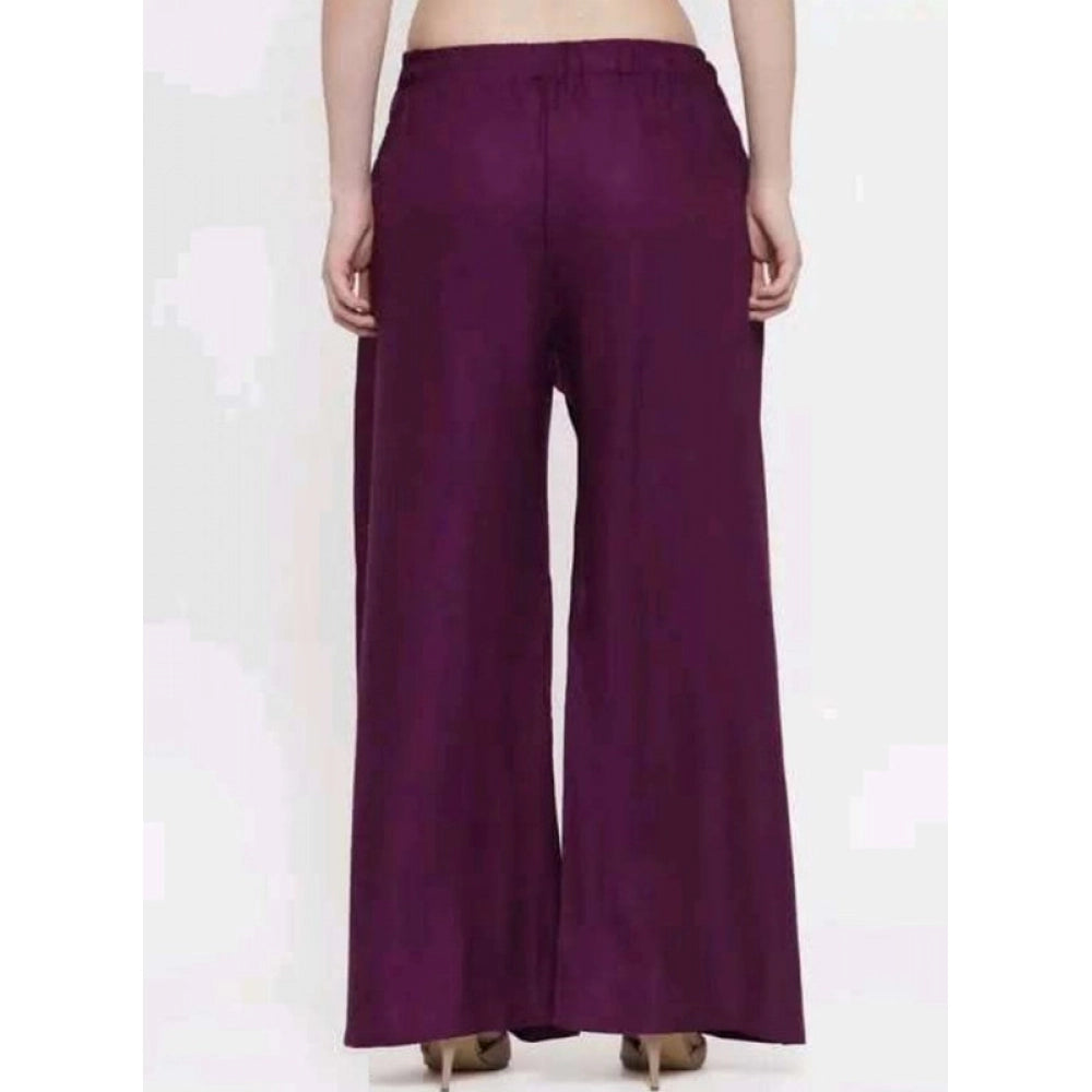 Women's Casual Rayon Solid Ankle Length Palazzo (Purple, Free Size) - POPNOVA women's bottom wear