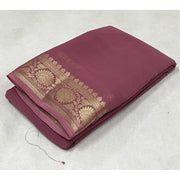 Women's Crepe Chit Pallu Solid Saree With Unstitched Blouse 5.5 Mtr (Peach)