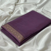 Women's Crepe Chit Pallu Solid Saree With Unstitched Blouse 5.5 Mtr (Violet)