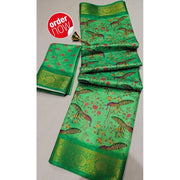 Women's Digital Dolla Silk Printed Saree With Unstitched Blouse 5.5 Mtr (Green)