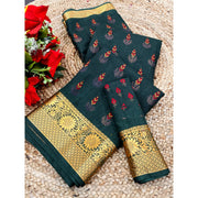 Women's Digital Dolla Silk Printed Saree With Unstitched Blouse 5.5 Mtr (Green)