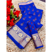 Women's Digital Dolla Silk Printed Saree With Unstitched Blouse 5.5 Mtr (Blue)